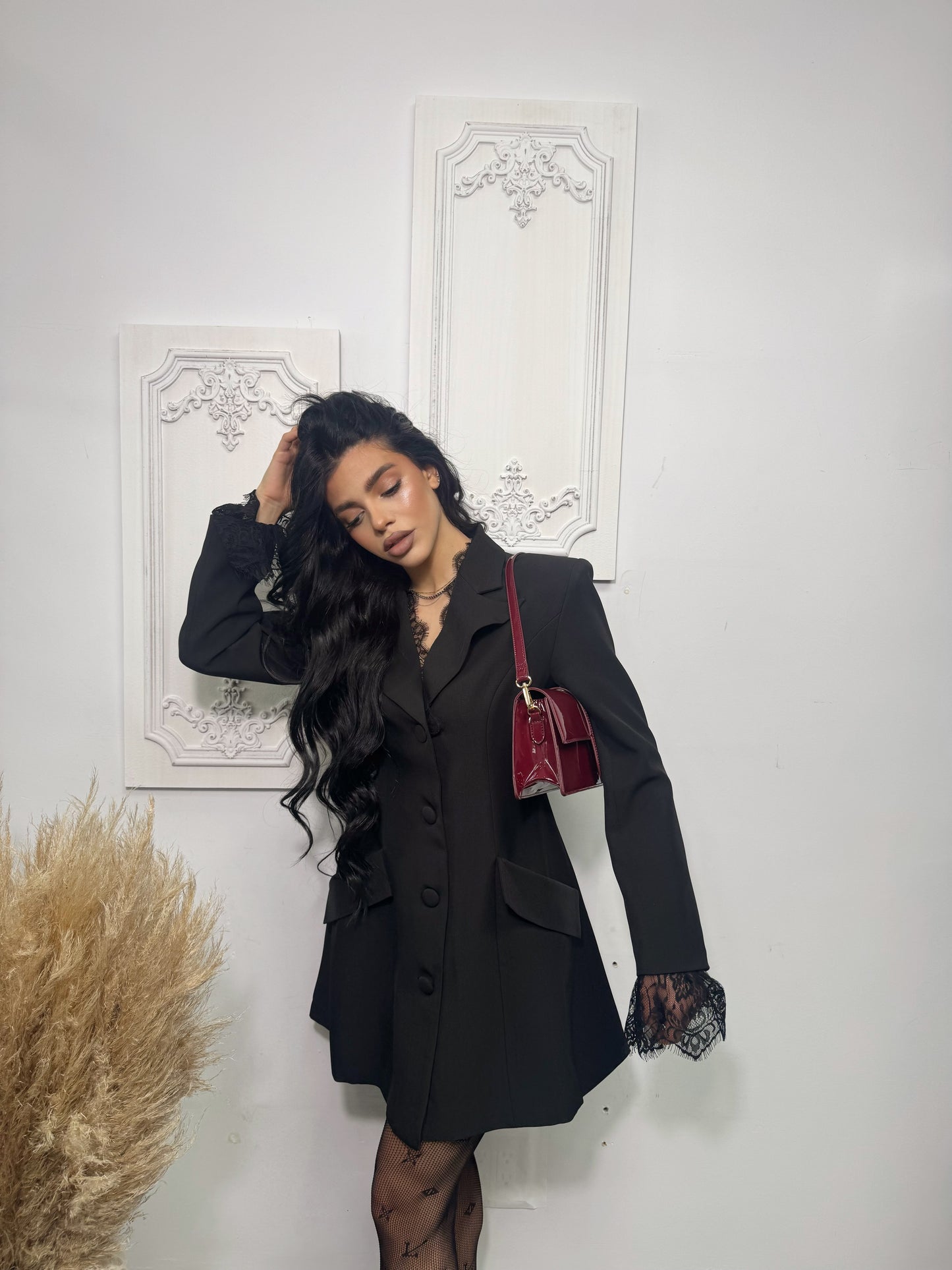 SUZANNA - LACE TRIM BLAZER DRESS