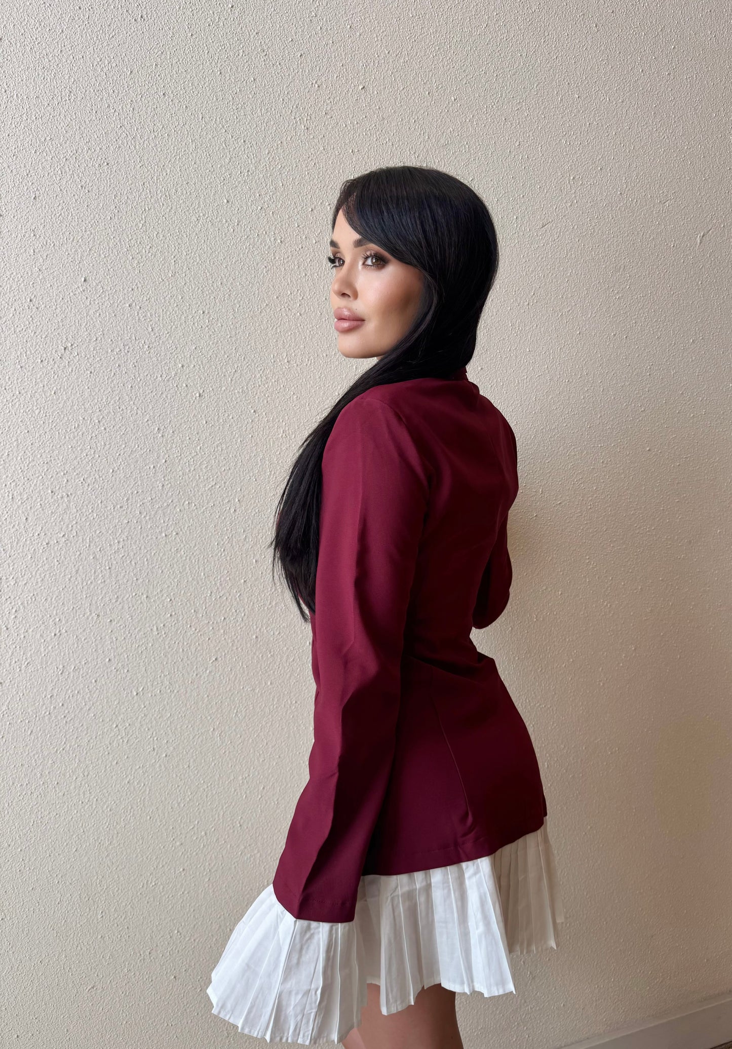 SHAINA - WHITE TRIM DRESS