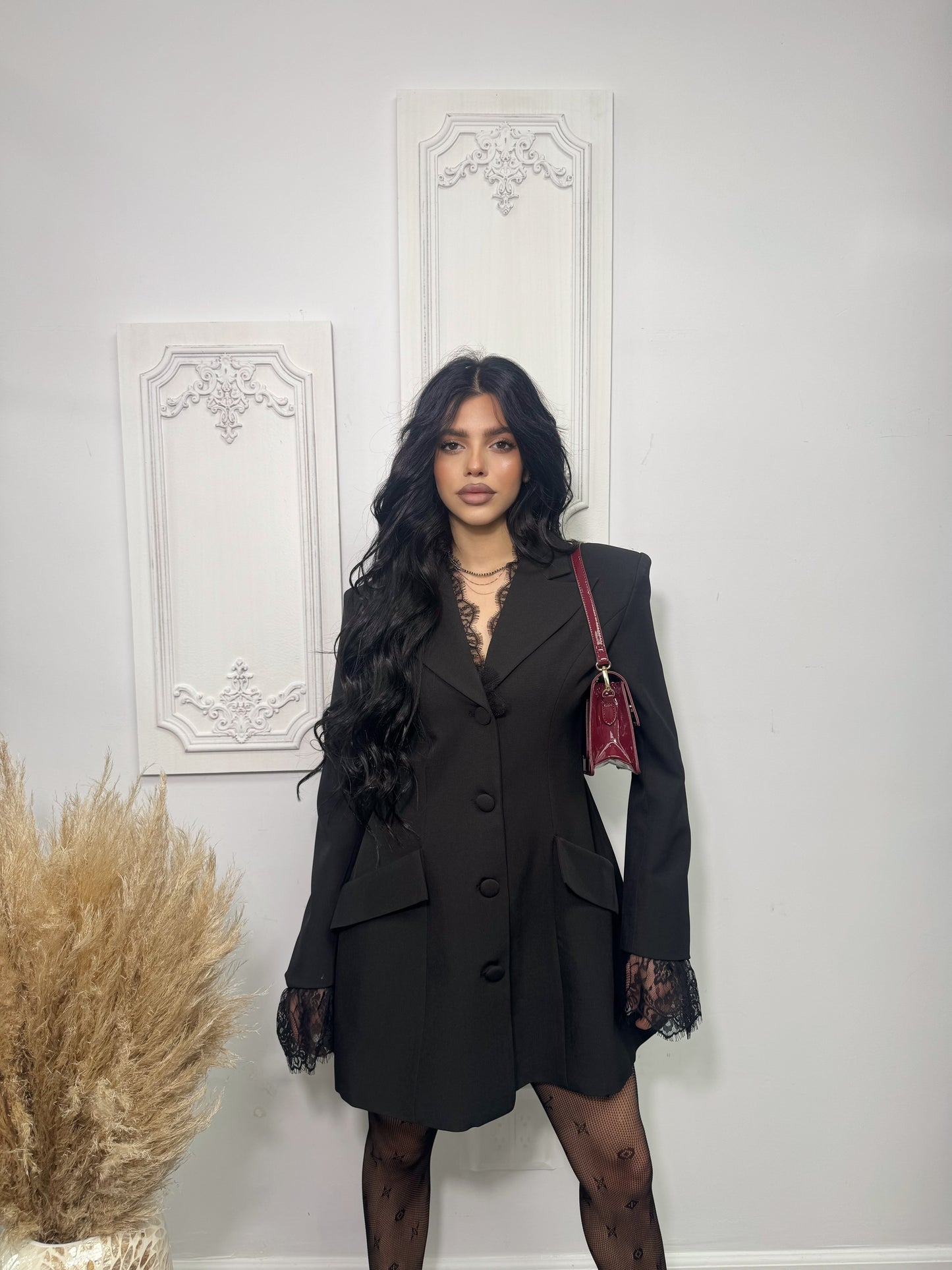 SUZANNA - LACE TRIM BLAZER DRESS