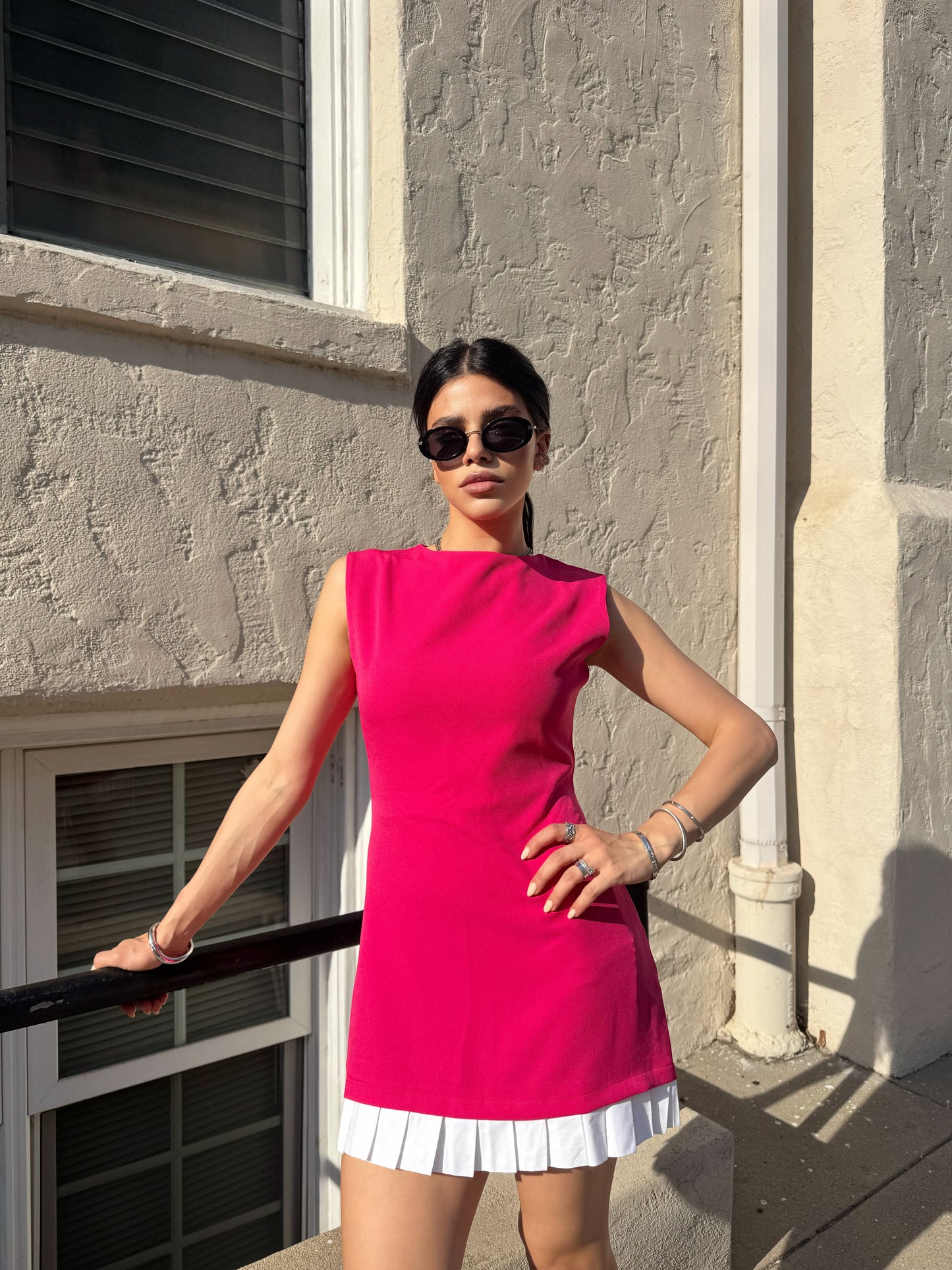 PENELOPE - TRIM PLEATED DRESS