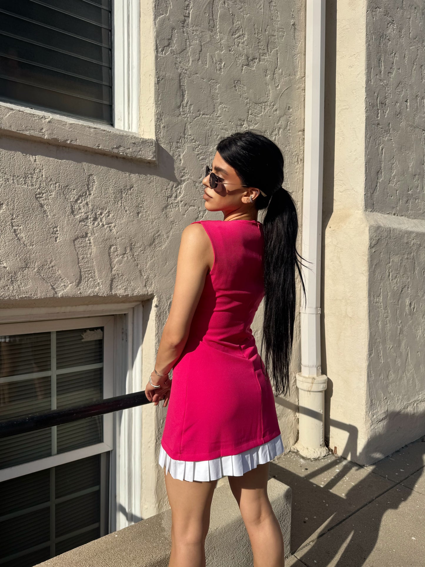 PENELOPE - TRIM PLEATED DRESS