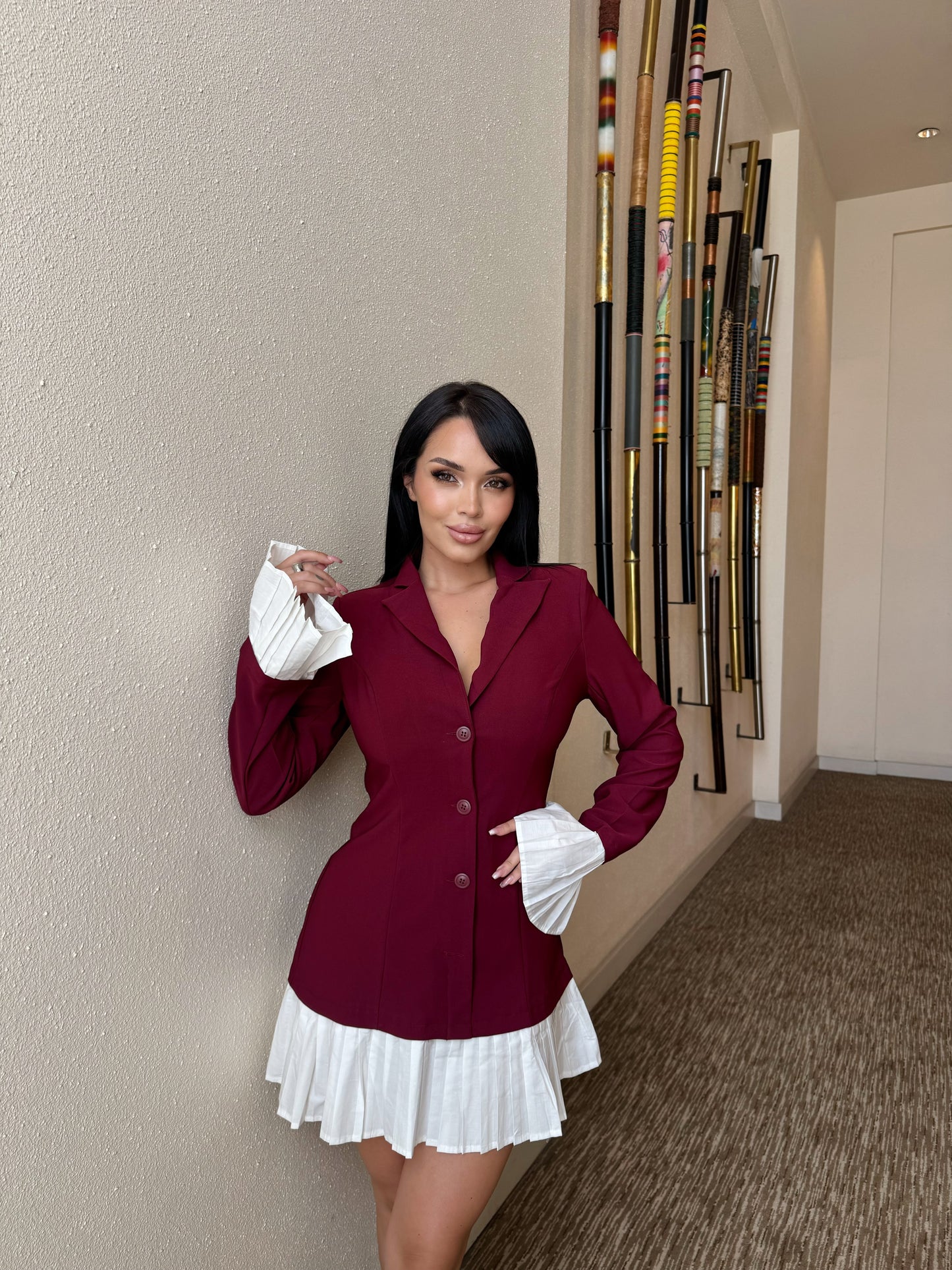 SHAINA - WHITE TRIM DRESS